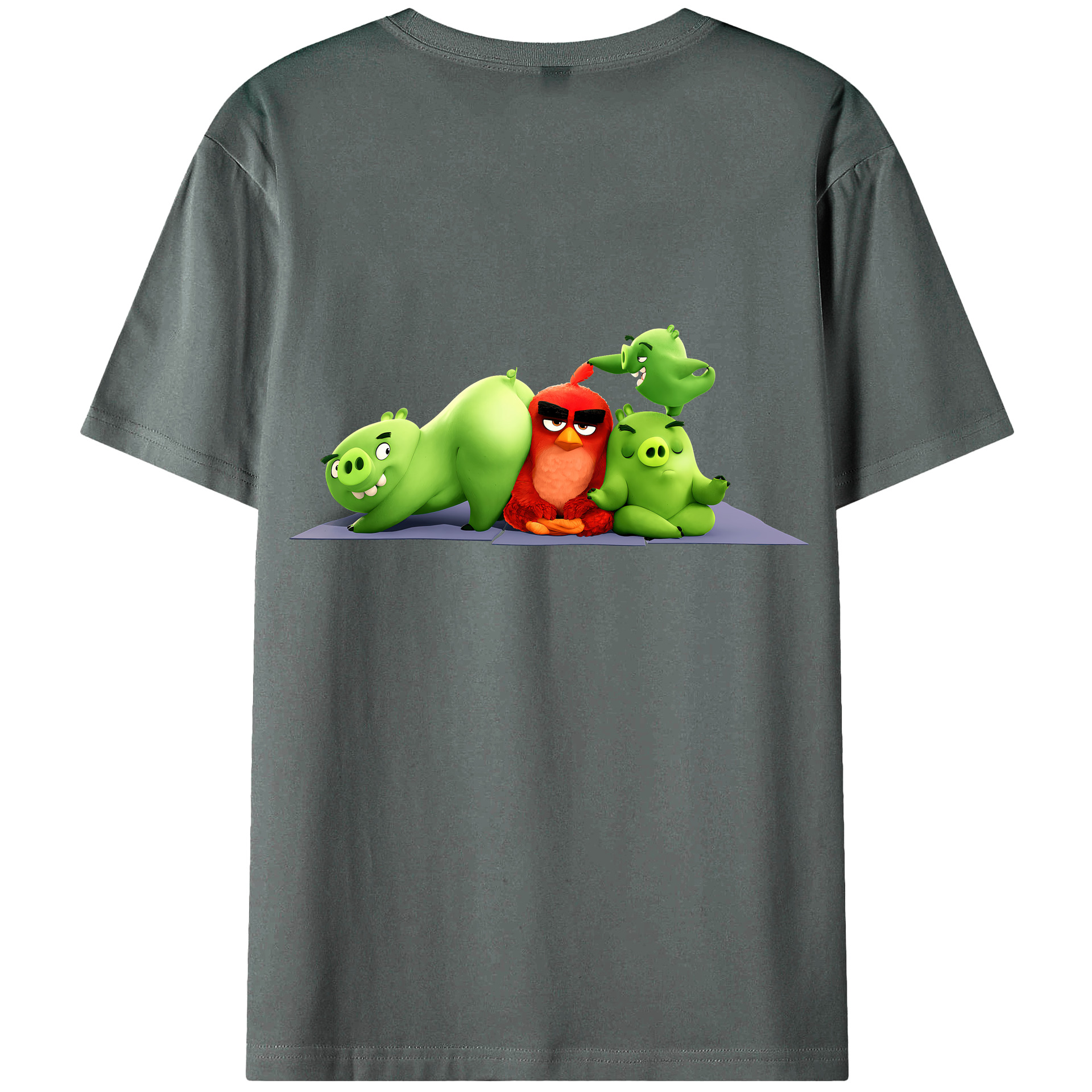 （画像用） Angry Birds アングリーバード 綿100％ メンズ半袖Tシャツ（バックプリント） 通気性